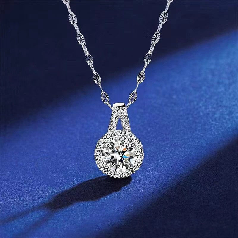 Moissanite Sunflower Pendant Necklace