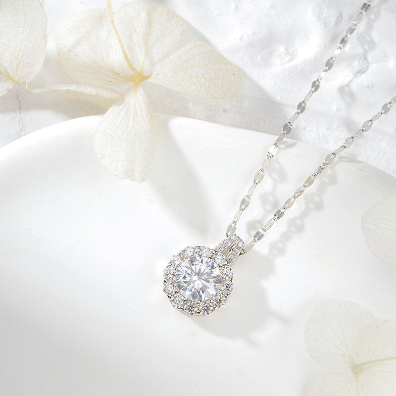 Moissanite Sunflower Pendant Necklace