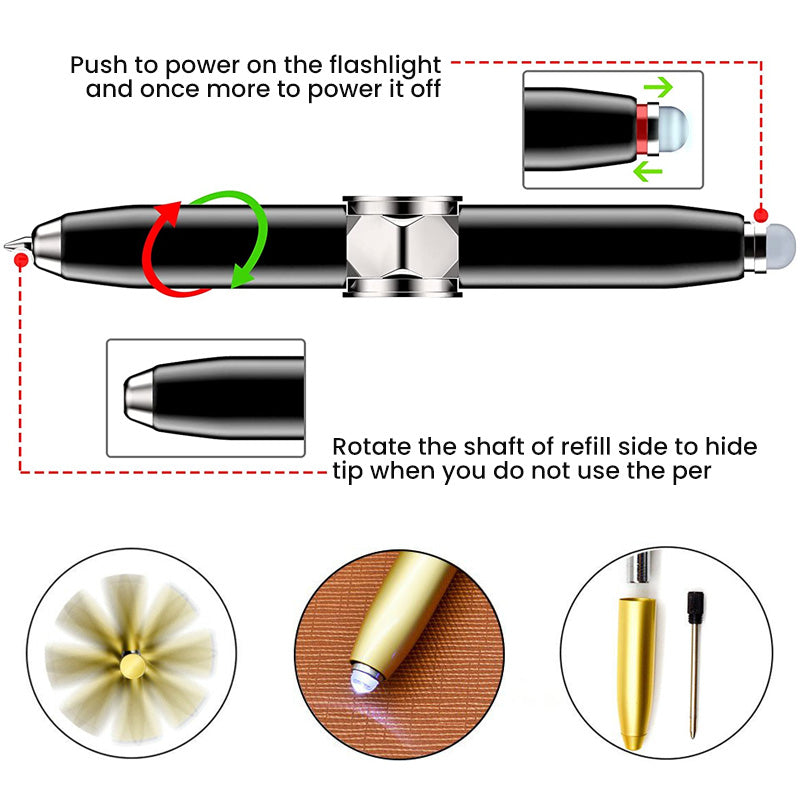 🖊️Fidget Spinner Pen with LED Light