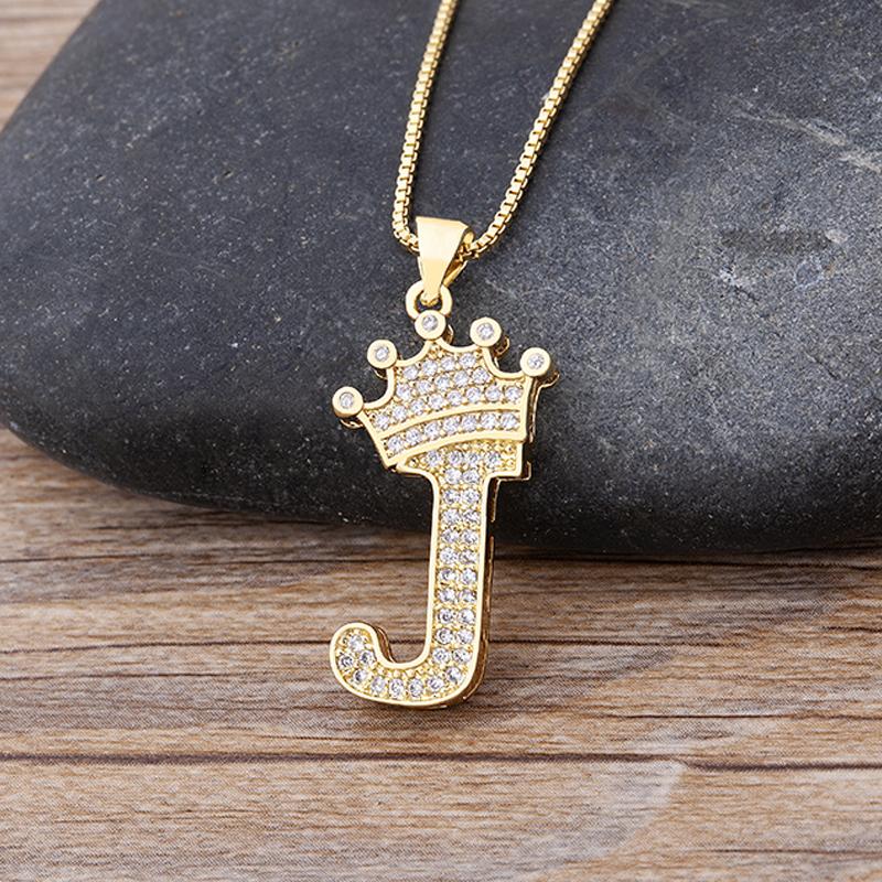 New Luxury A-Z Crown Alphabet Pendant Chain Necklace