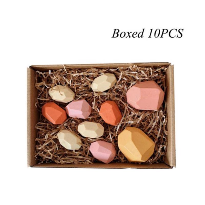 Wood Rock Set Balancing Blocks Natural Wood Toy