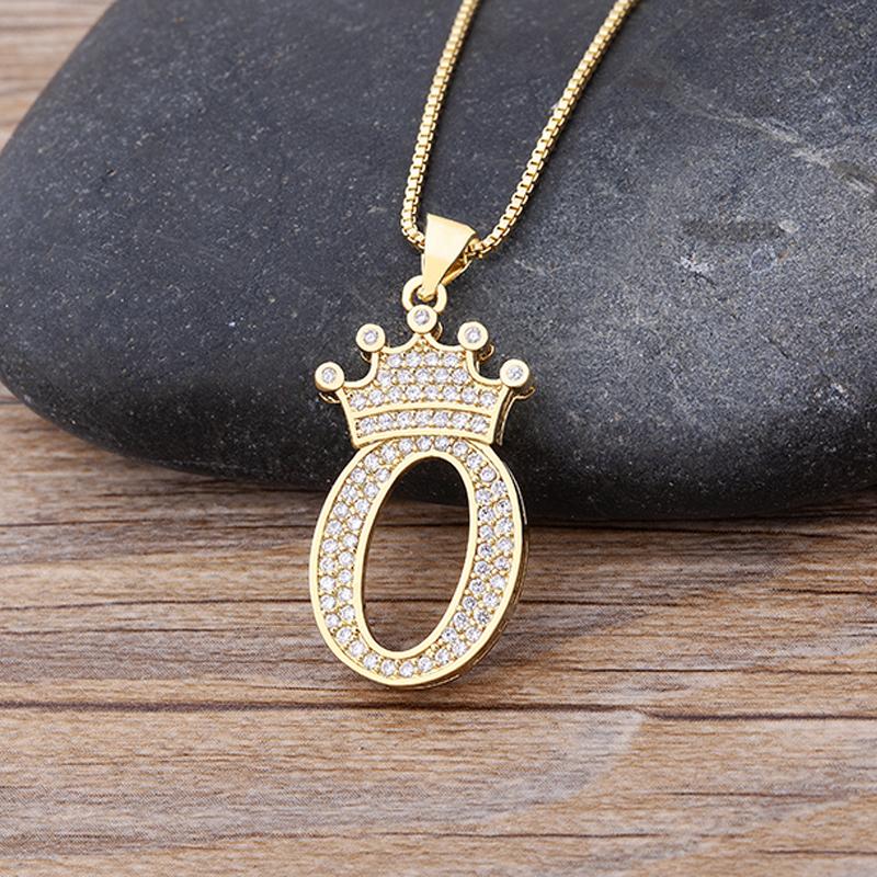 New Luxury A-Z Crown Alphabet Pendant Chain Necklace