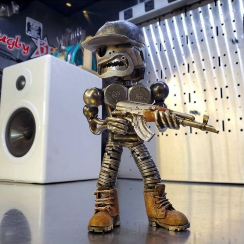Standing Sculpture Handmade-Piston Man
