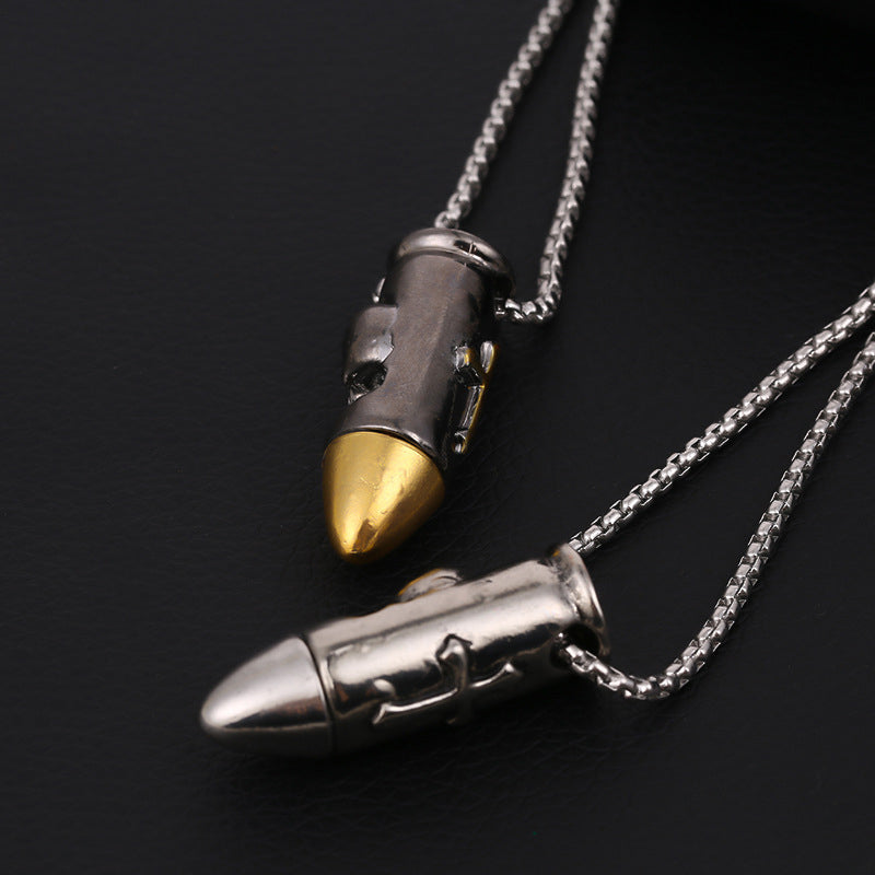 Holy Cross Bullet Skull Necklace