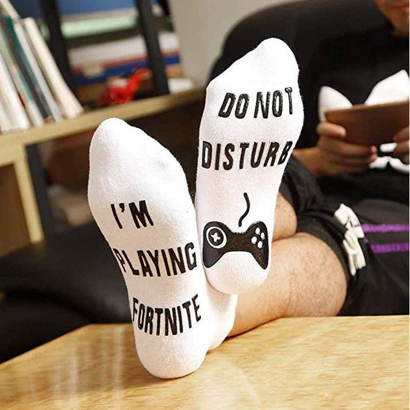 Do Not Disturb I'm Playing Fortnite Funny Cotton Socks, 1 Pair