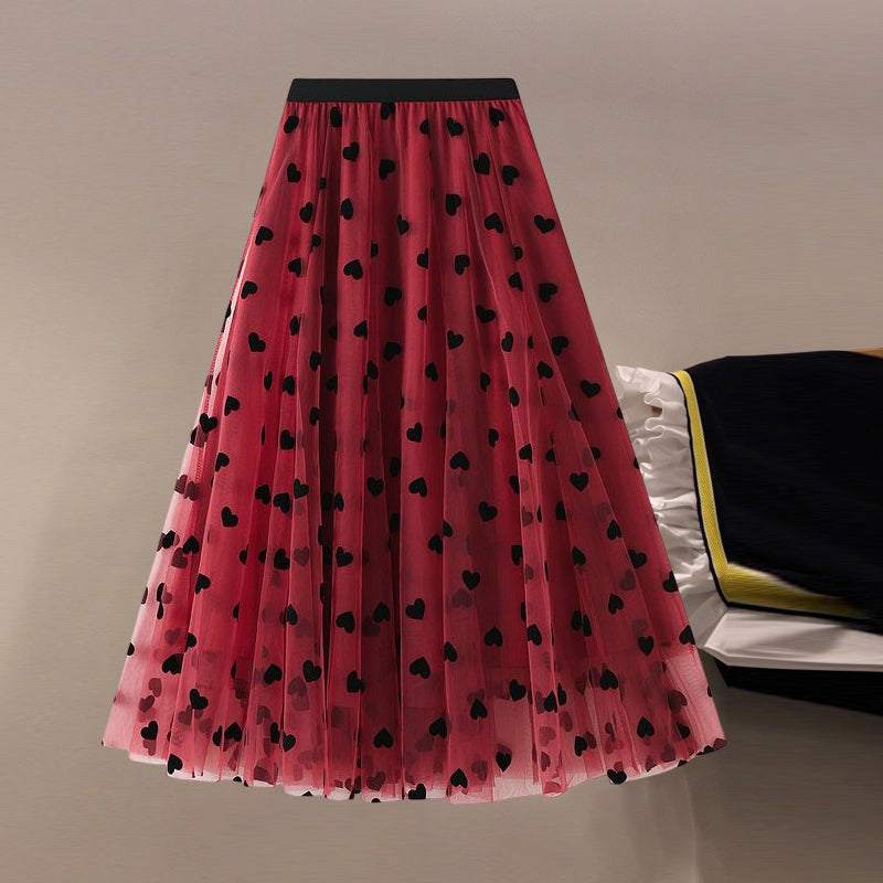 Women's Double-Layered Mesh Midi Skirt