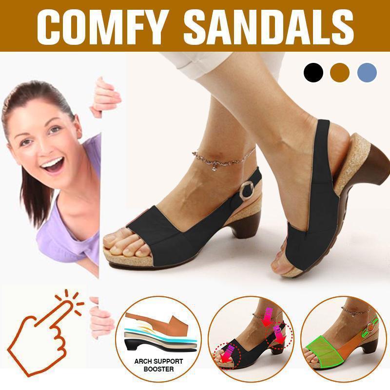 haloera™ Women Elegant Low Chunky Heel Comfy Sandals