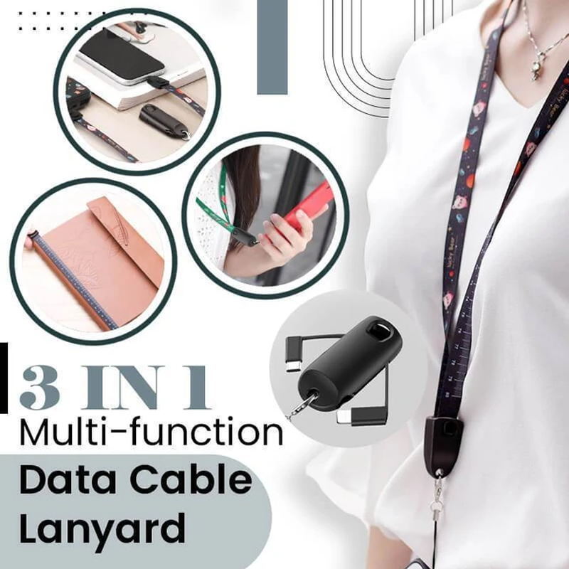 3-in-1 Multi-function Data Cable Lanyard