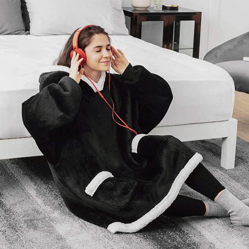 Casual Unisex Long Hooded  Wearable Blanket