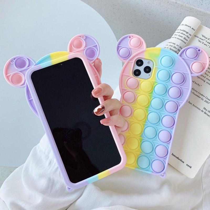 Toy Phone Case, Push Pop Bubble Fidget Sensory Protecive Case for iPhone