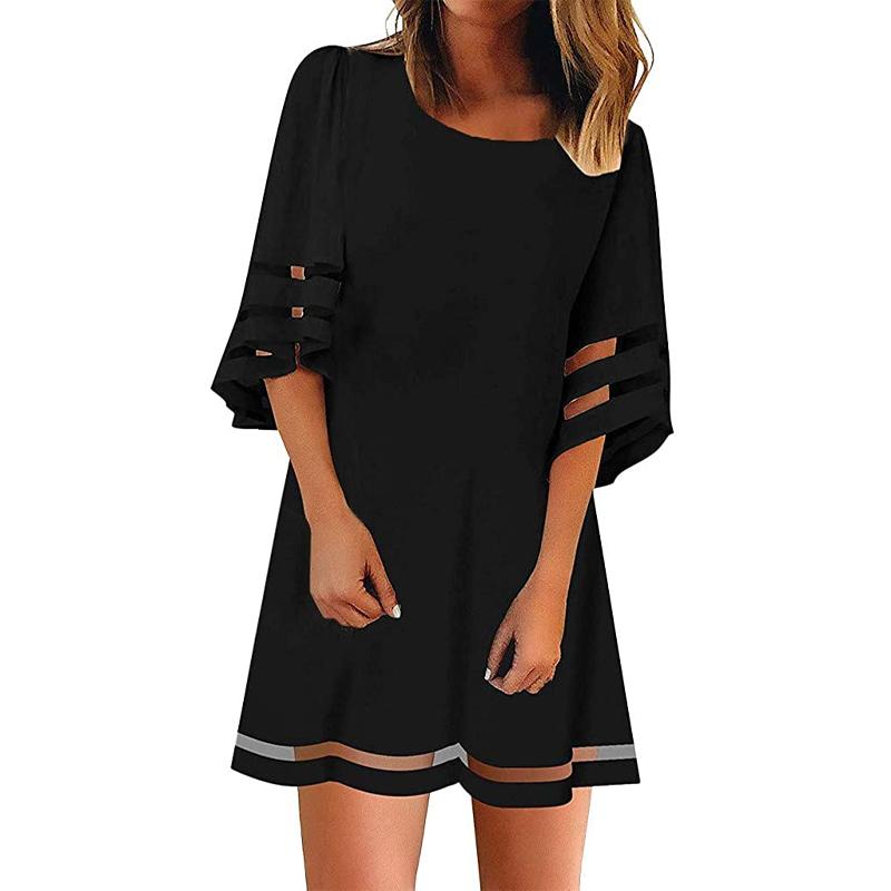 Loose O-Neck Mesh Dress