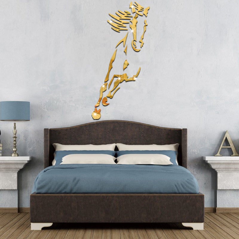 Galloping Horse Wall Decoration, 3D Acrylic Modern Mirror Steed Wall Sticker