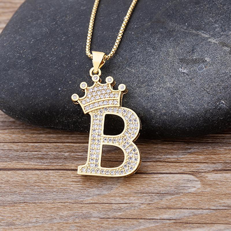 New Luxury A-Z Crown Alphabet Pendant Chain Necklace