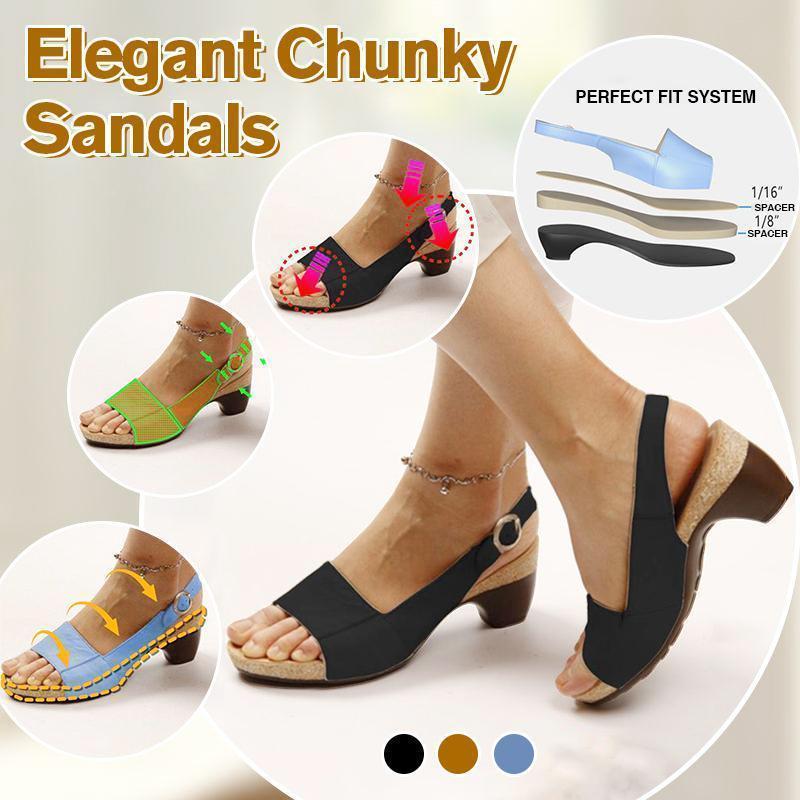 haloera™ Women Elegant Low Chunky Heel Comfy Sandals