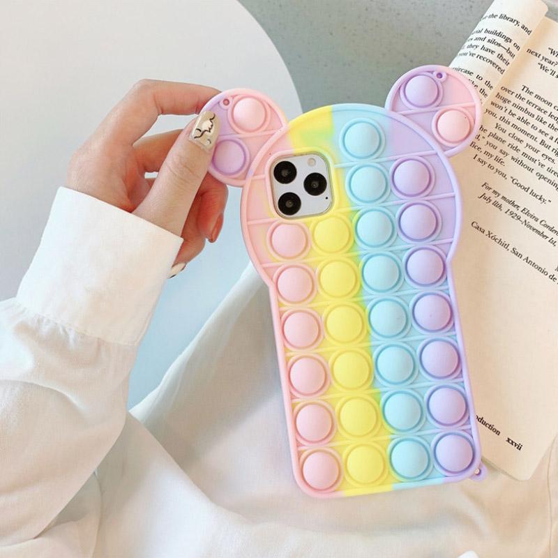 Toy Phone Case, Push Pop Bubble Fidget Sensory Protecive Case for iPhone