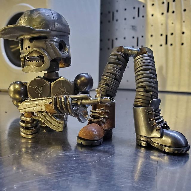 Standing Sculpture Handmade-Piston Man
