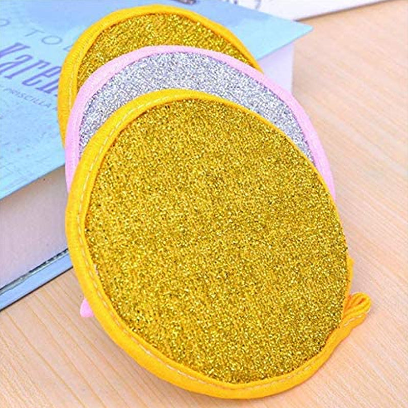 Multi-Purpose Kitchen Double Side Round Dishwashing Sponge (5 pcs)