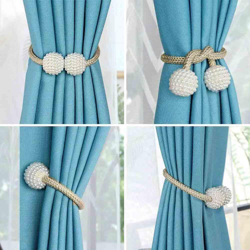 Pearl Curtain Tiebacks with Strong Magnetic Clips, 2 pcs