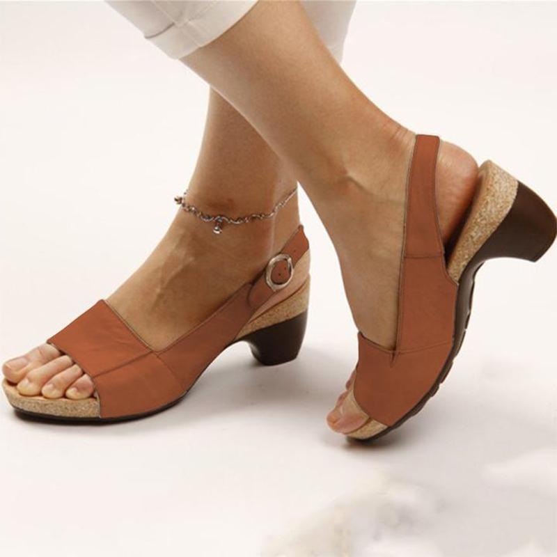 haloera™ Women Elegant Low Chunky Heel Comfy Sandals
