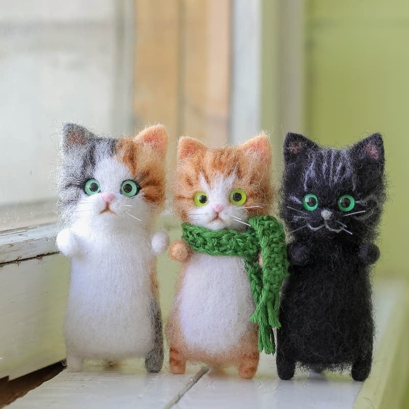 Creative DIY handmade kitten doll made of wool felt