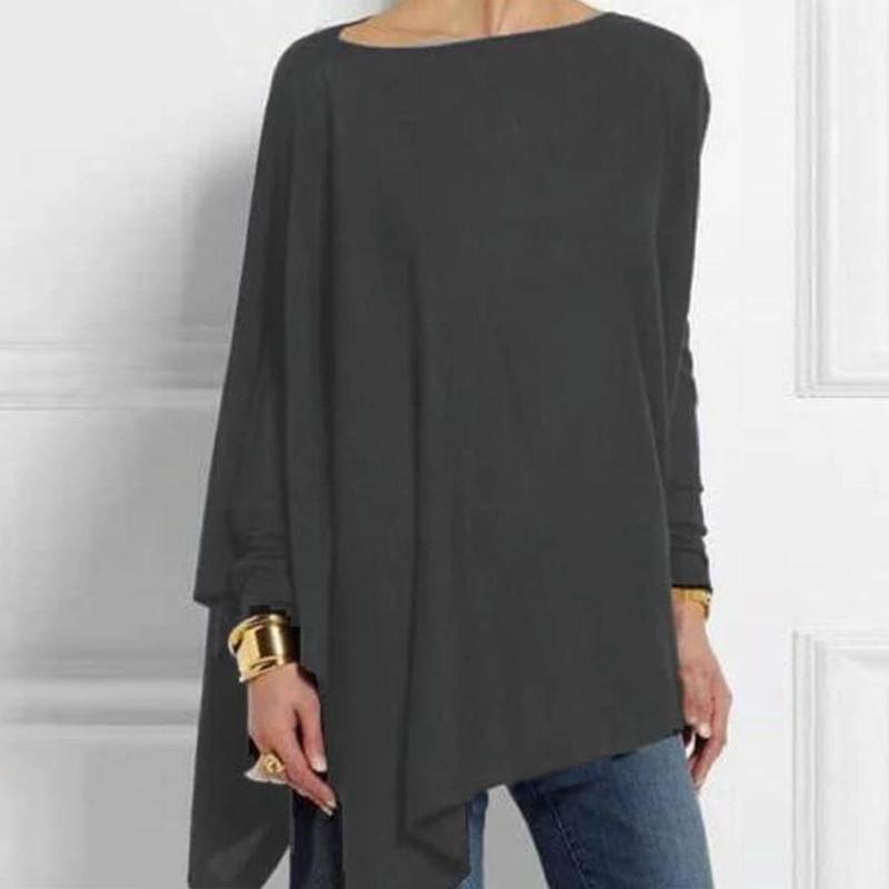 Round Neck Long Sleeve Cotton-Blend Shirts & Tops