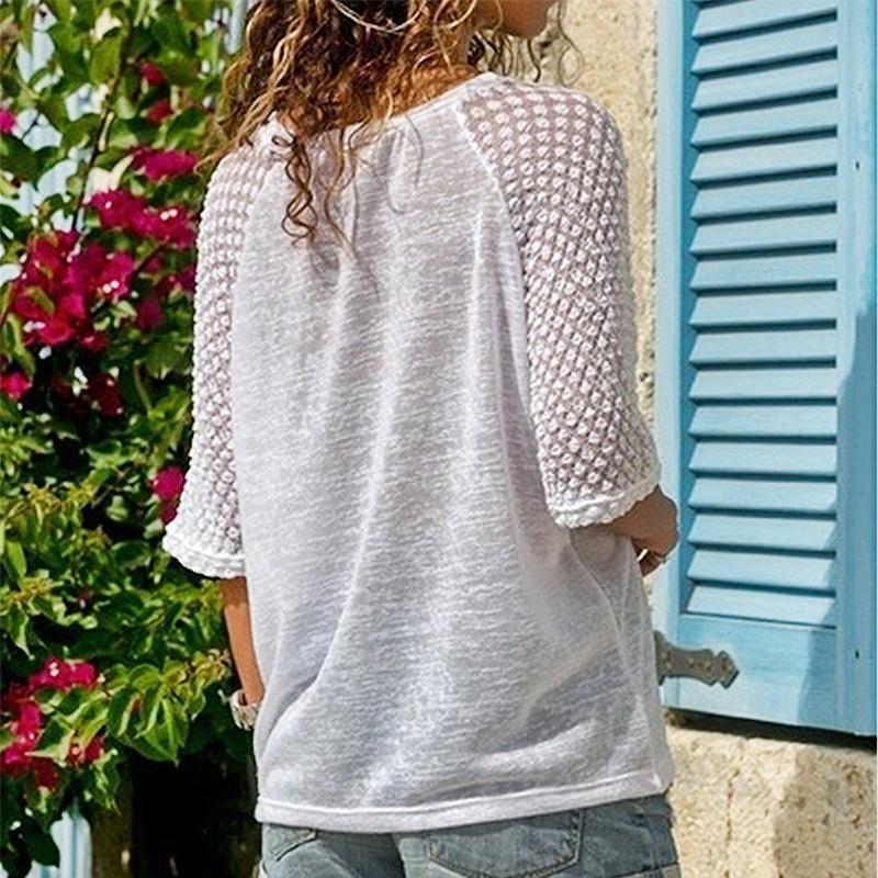 haloera™ Lace Stitching Round Neck Cropped T-Shirt