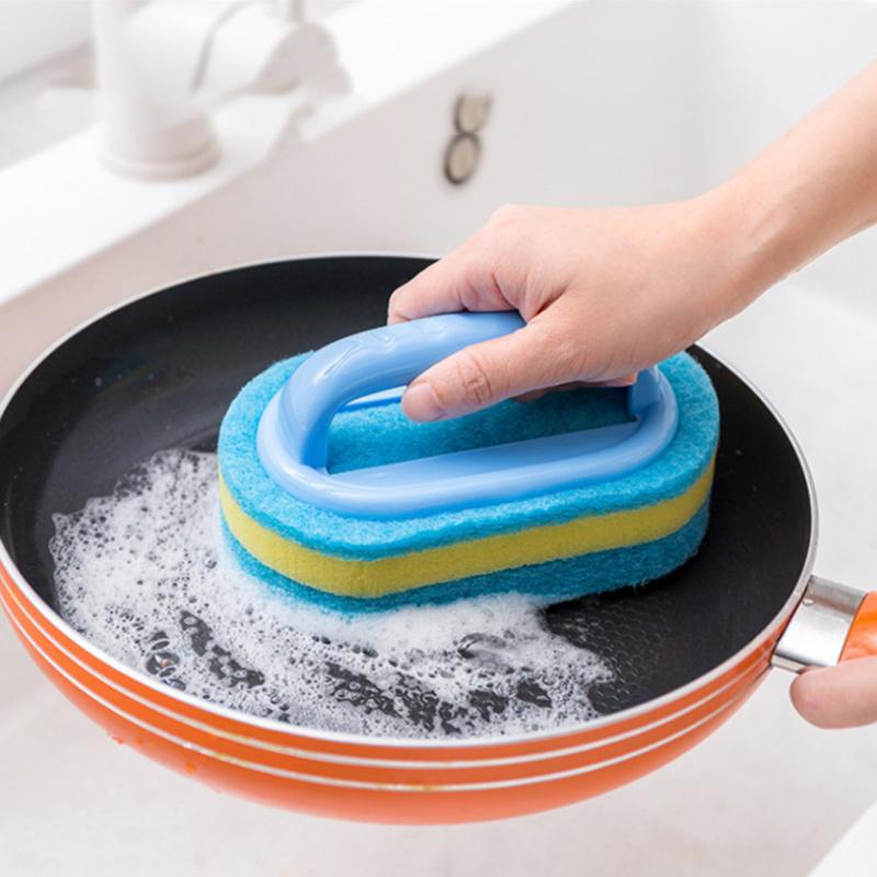 Thickened Sponge Cleaning Brush With Handle