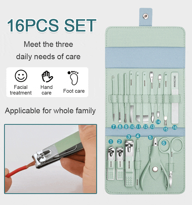 Nail Clippers Set With Folding Bag 12-16pcs