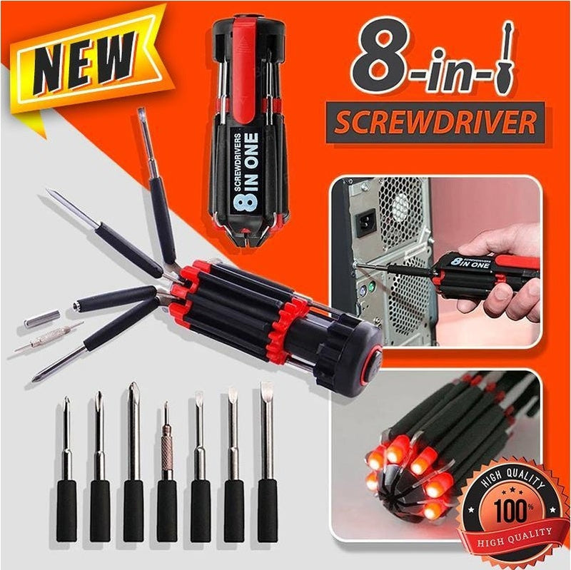 8 Screwdrivers in 1 Tool with Worklight and Flashlight