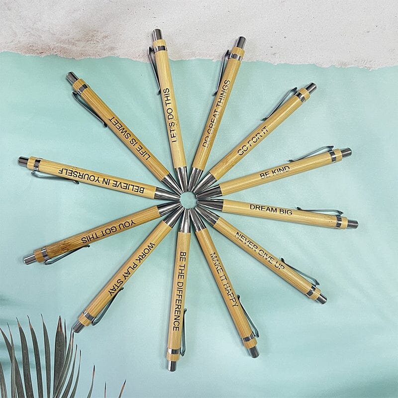 12 pcs Funny Bamboo Ballpoint Pens