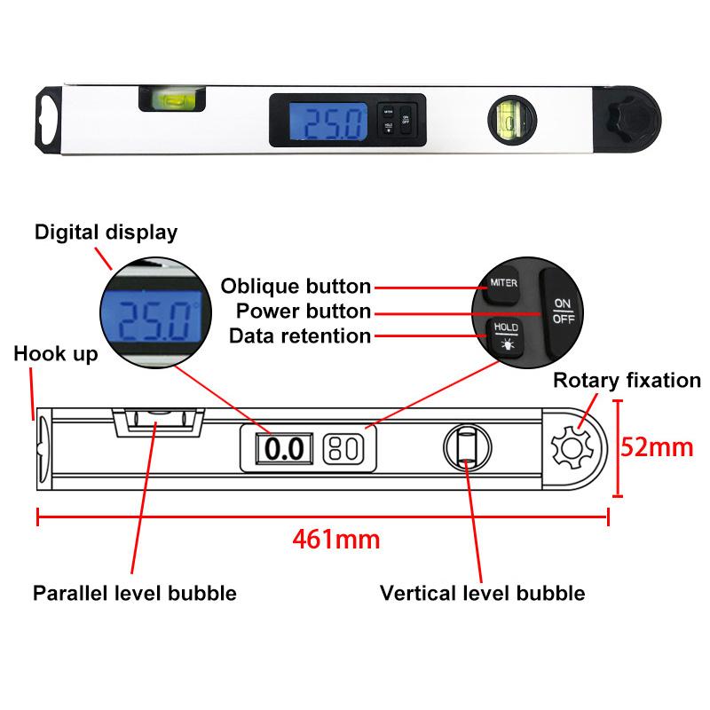 Aluminum alloy digital display angle ruler