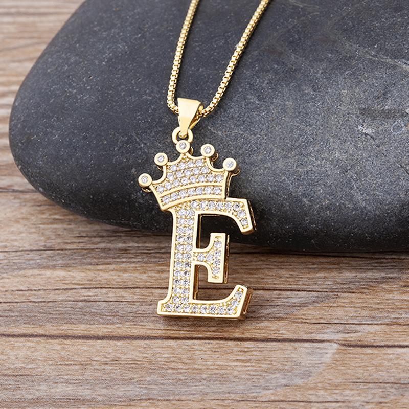 New Luxury A-Z Crown Alphabet Pendant Chain Necklace