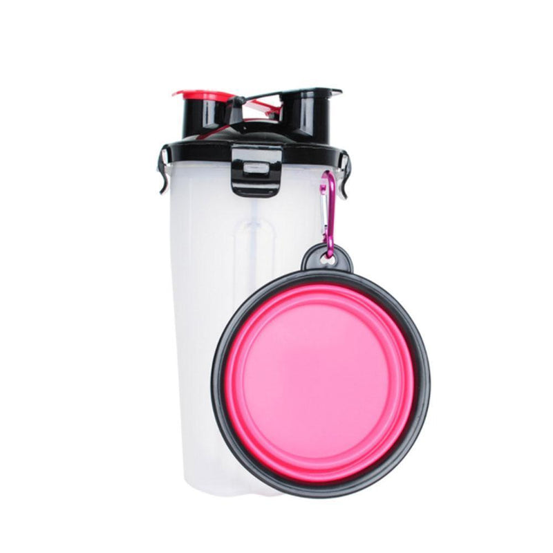 Mvstu™ 2-in-1 Pet Travel Water & Food Bottle with Foldable Bowl