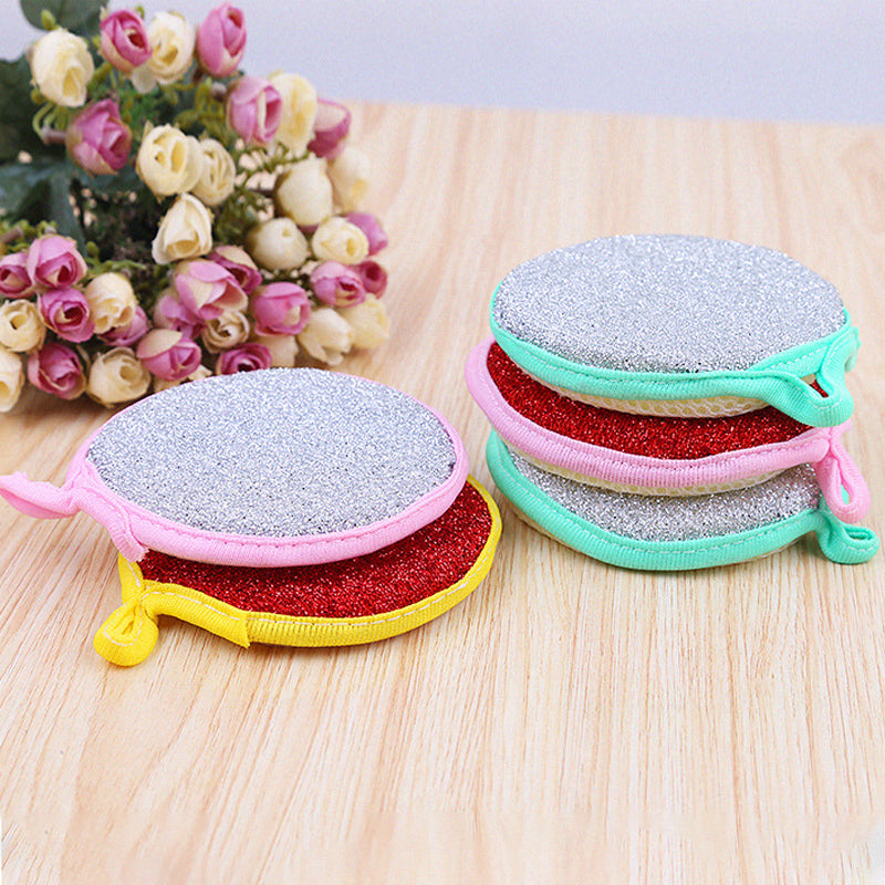 Multi-Purpose Kitchen Double Side Round Dishwashing Sponge (5 pcs)