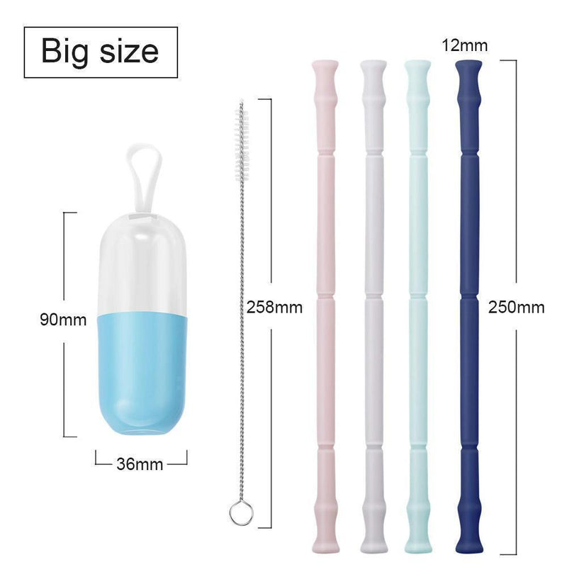 Silicone Straw Drinking Reusable，4PCS