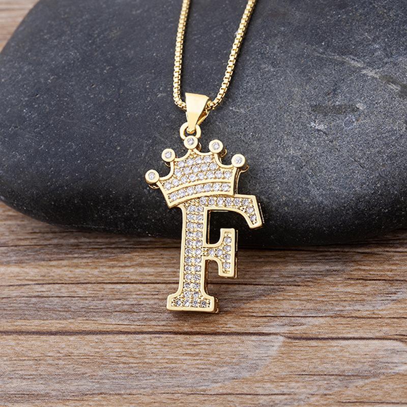 New Luxury A-Z Crown Alphabet Pendant Chain Necklace