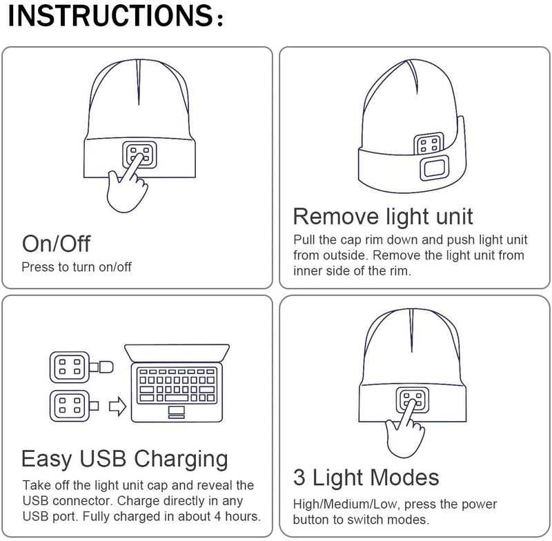 Bluetooth Beanie Hat with LED Headlight