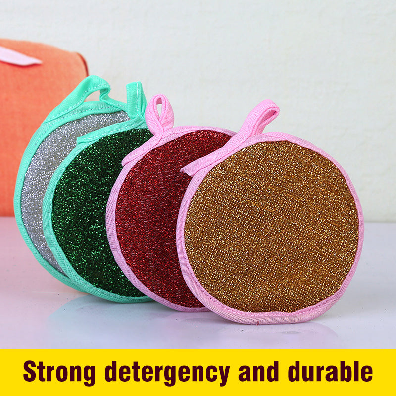 Multi-Purpose Kitchen Double Side Round Dishwashing Sponge (5 pcs)