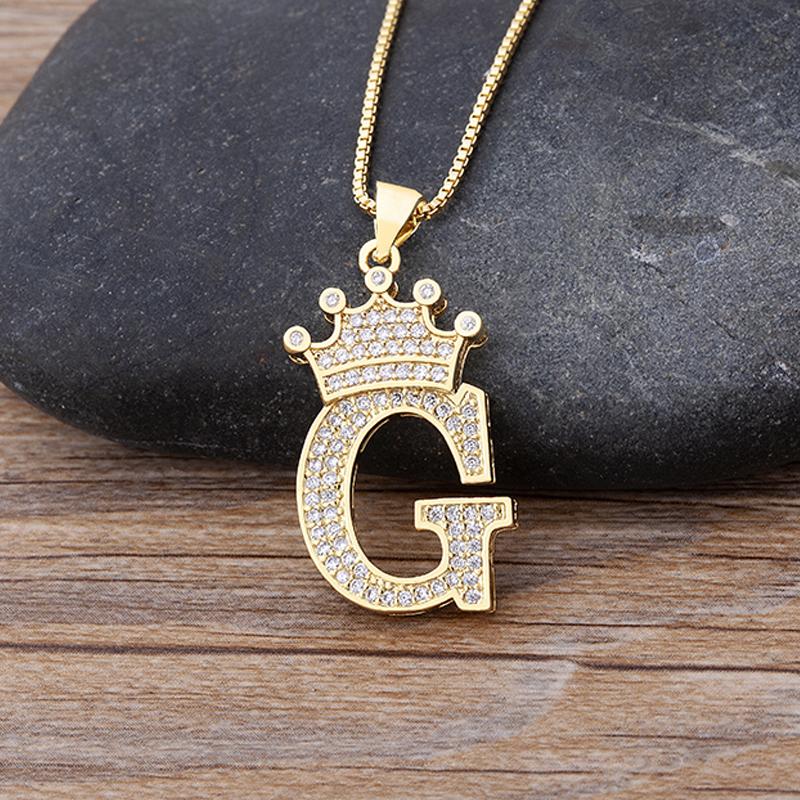 New Luxury A-Z Crown Alphabet Pendant Chain Necklace