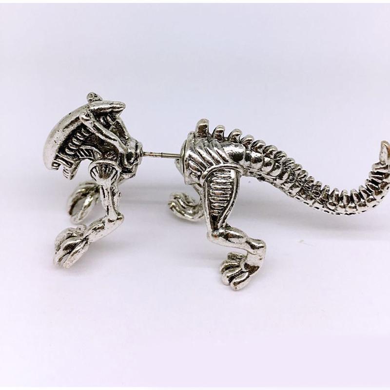 Funny Punk 3D Metal Mini Dinosaur Cartilage Earring Set