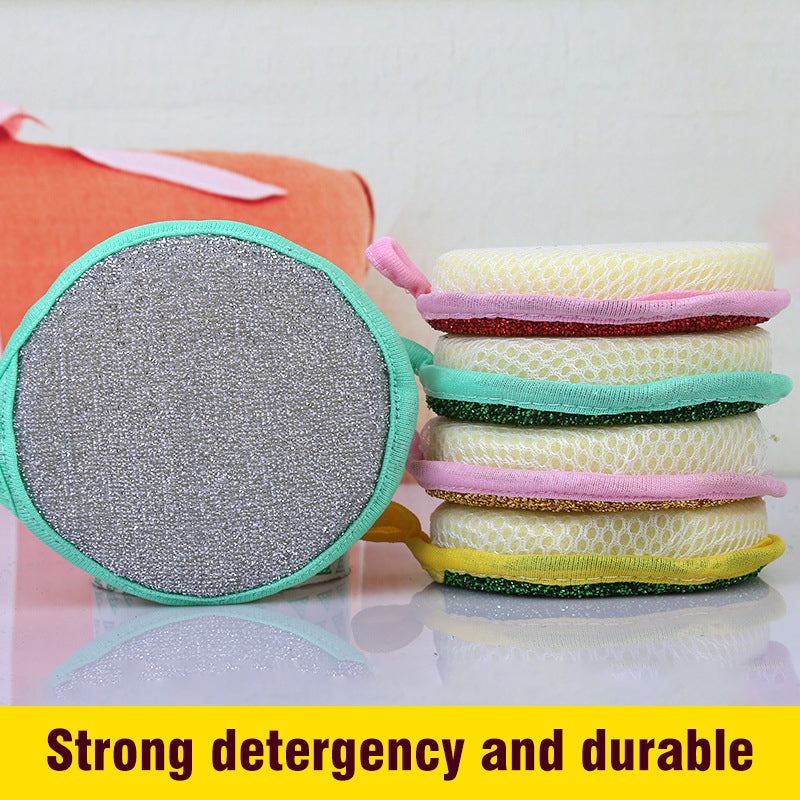 Multi-Purpose Kitchen Double Side Round Dishwashing Sponge (5 pcs)