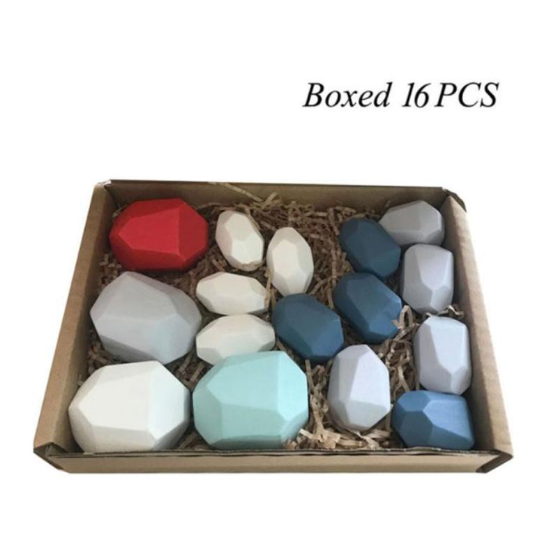 Wood Rock Set Balancing Blocks Natural Wood Toy