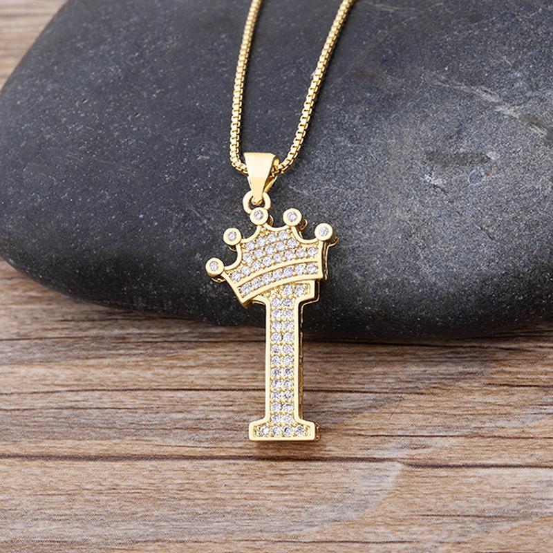 New Luxury A-Z Crown Alphabet Pendant Chain Necklace