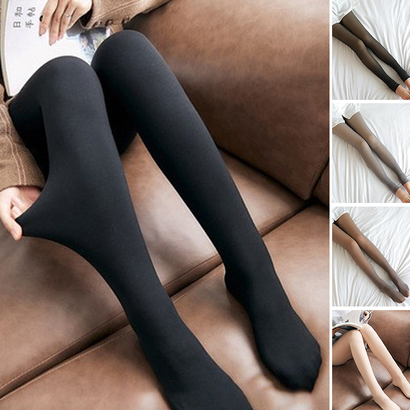 Flawless Legs Fake Translucent Warm Plush Lined Elastic Tights