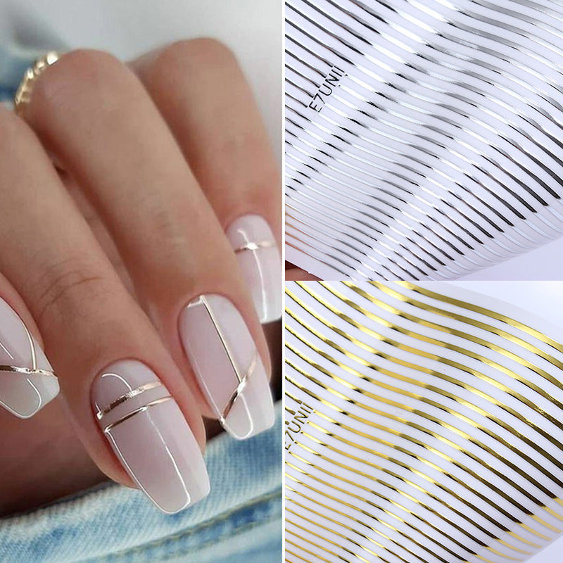 Nail Stickers Gold Silver Lines (5PCS)