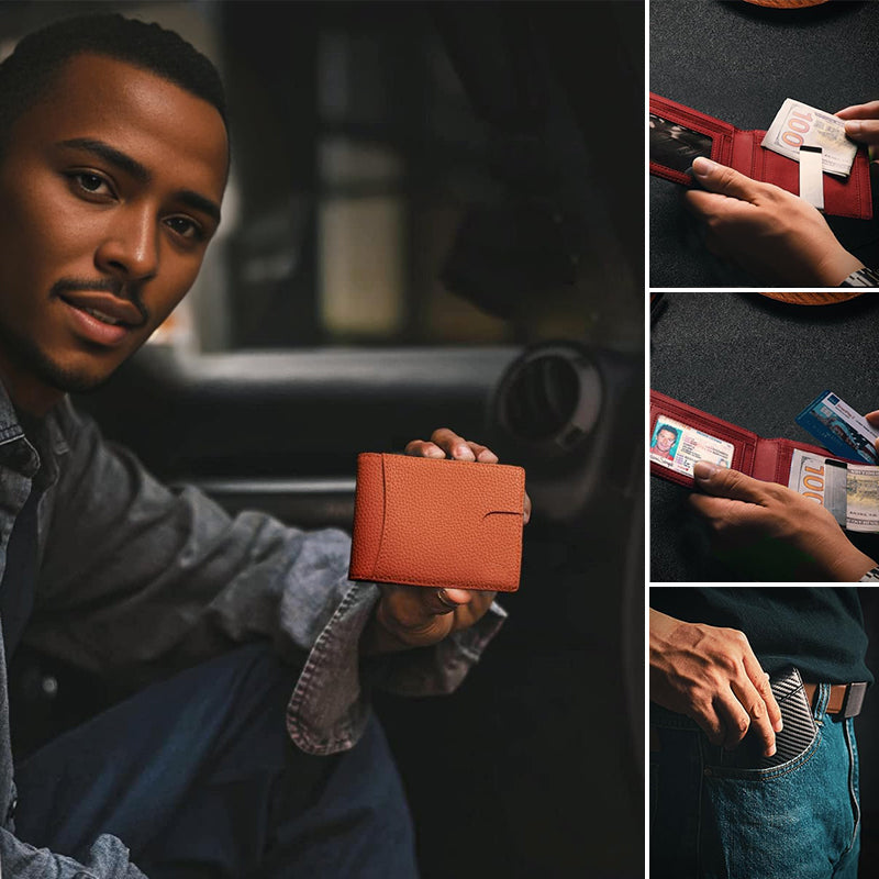 Genuine Leather Anti-theft Swipe Card Holder