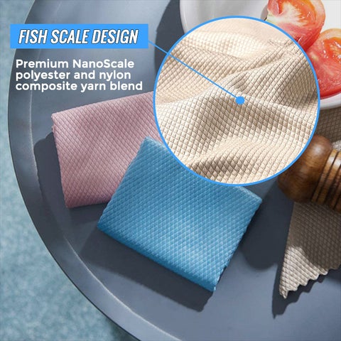 Fish Scale Microfiber Polishing Cleaning Cloth 5 Pcs